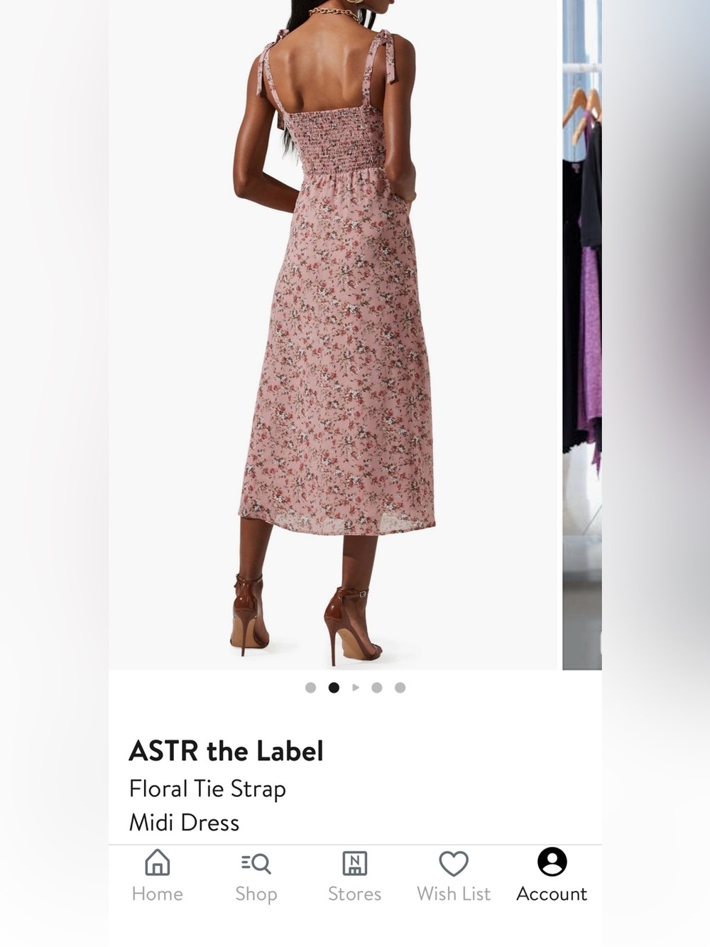ASTR the Label Mauve Floral Tie Strap Midi Dress - Picture 3 of 4